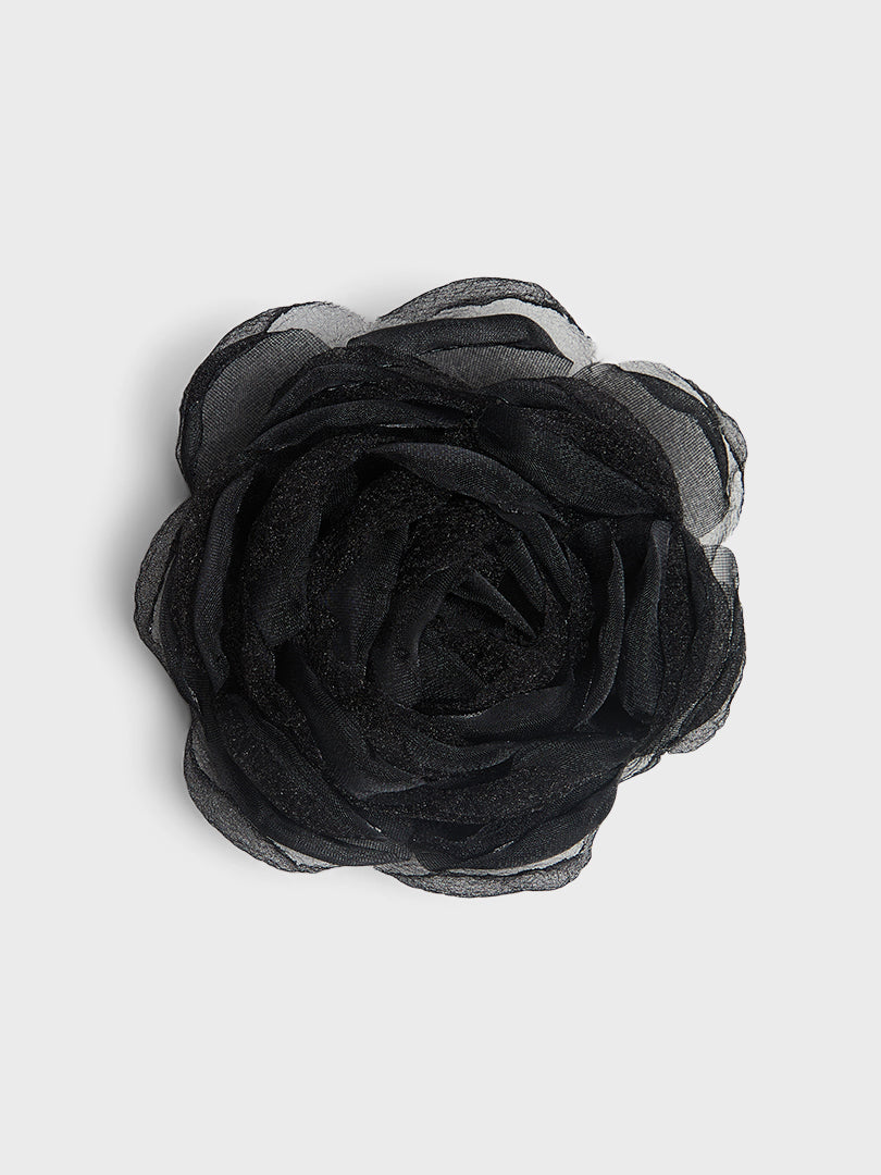 CARO Editions - Chiffon Rose Brooch in Black