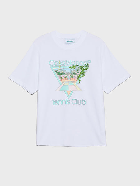 Casablanca - Tennis Club Pastelle Printed T-Shirt i Hvid – stoy