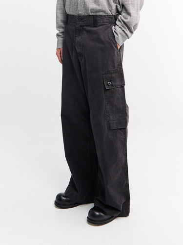 Comme des Garçons Homme - Wide Leg Utility Trousers in Washed Black