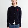 Comme des Garçons PLAY - Round-Neck Cardigan Red Emblem Knit in Navy