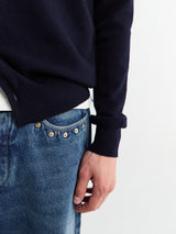 Comme des Garçons PLAY - Round-Neck Cardigan Red Emblem Knit in Navy