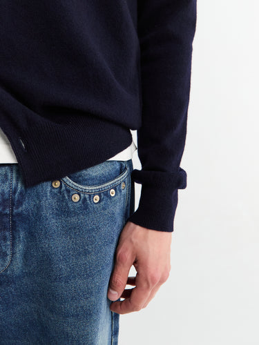 Comme des Garçons PLAY - Round-Neck Cardigan Red Emblem Knit in Navy