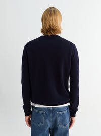 Comme des Garçons PLAY - Round-Neck Cardigan Red Emblem Knit in Navy