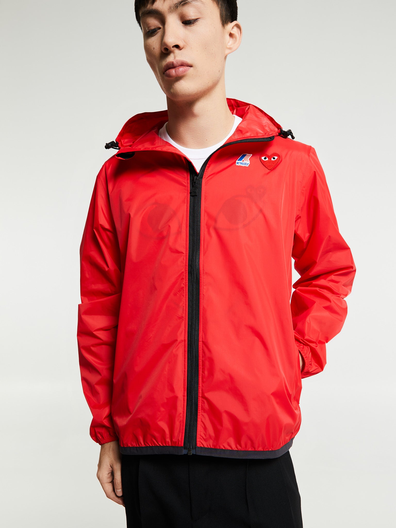 Comme des Garçons PLAY - CDG Play x K Way Full Zip Packable Jacket in Red