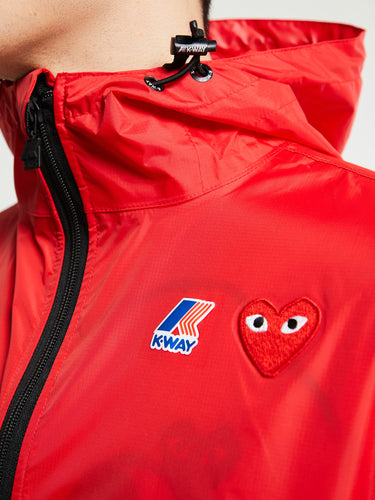 Comme des Garçons PLAY - CDG Play x K Way Full Zip Packable Jacket in Red