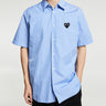 Comme des Garçons PLAY - Woven Shirt with Black Emblem in Stripe