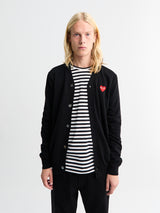 Comme des Garçons PLAY - V-Neck Cardigan with Red Emblem in Black