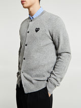 Comme des Garçons PLAY - Round Neck Black Emblem Knit in Light Grey