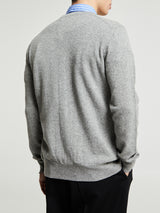 Comme des Garçons PLAY - Round Neck Black Emblem Knit in Light Grey
