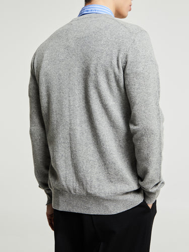 Comme des Garçons PLAY - Round Neck Black Emblem Knit in Light Grey