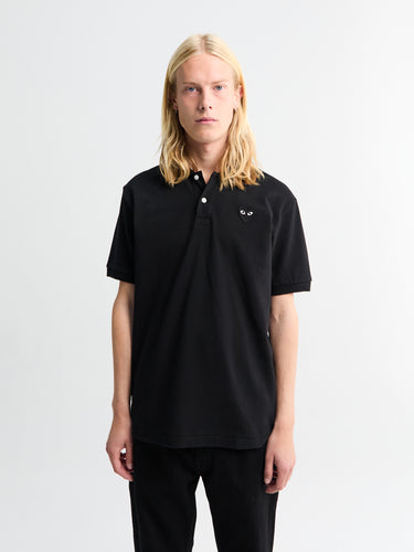 Polo Shirt with Black Emblem in Black
