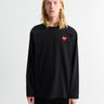 Comme des Garçons PLAY - Red Heart Longsleeved T-Shirt in Black
