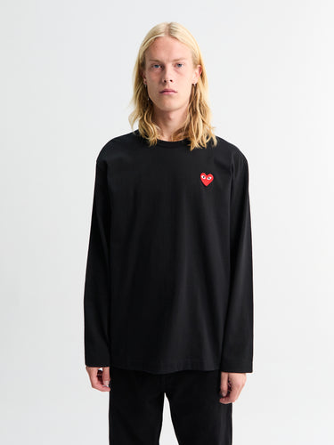 Comme des Garçons PLAY - Red Heart Longsleeved T-Shirt in Black