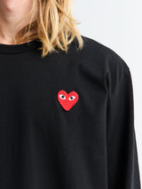 Comme des Garçons PLAY - Red Heart Longsleeved T-Shirt in Black