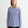 Comme des Garçons PLAY - Red Heart Longsleeved T-Shirt in Navy and White