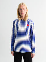 Comme des Garçons PLAY - Red Heart Longsleeved T-Shirt in Navy and White