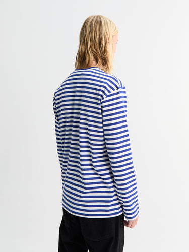 Comme des Garçons PLAY - Red Heart Longsleeved T-Shirt in Navy and White