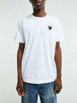 Comme des Garçons PLAY - T-SHIRT EMBLEM X METALSTONE in White and Black