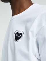 Comme des Garçons PLAY - T-SHIRT EMBLEM X METALSTONE in White and Black
