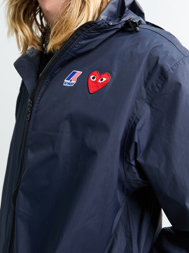 Comme des Garçons PLAY - CDG x K-Way Full Zip Packable Jacket in Navy