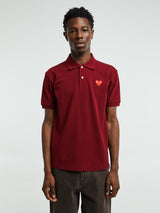 Comme des Garçons PLAY - U T-Shirt Red Emblem Knit in Burgundy