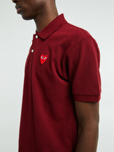 Comme des Garçons PLAY - U T-Shirt Red Emblem Knit in Burgundy
