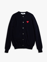 Comme des Garçons PLAY - Round-Neck Cardigan Red Emblem Knit in Navy