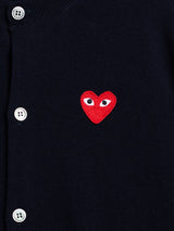 Comme des Garçons PLAY - Round-Neck Cardigan Red Emblem Knit in Navy