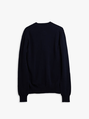 Comme des Garçons PLAY - Round-Neck Cardigan Red Emblem Knit in Navy