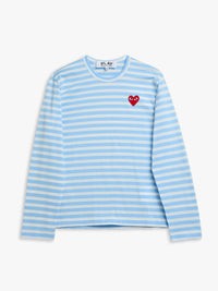 Comme des Garçons PLAY - U T-Shirt Red Emblem Knit in Blue