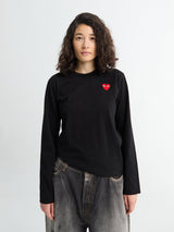 Comme des Garçons PLAY - Red Heart Longsleeved T-Shirt in Black