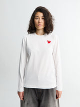 Comme des Garçons PLAY - Red Heart Longsleeved T-Shirt in White