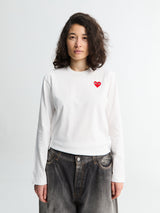 Comme des Garçons PLAY - Red Heart Longsleeved T-Shirt in White