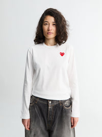 Comme des Garçons PLAY - Red Heart Longsleeved T-Shirt in White