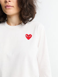 Comme des Garçons PLAY - Red Heart Longsleeved T-Shirt in White