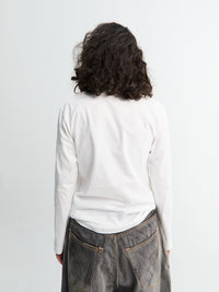 Comme des Garçons PLAY - Red Heart Longsleeved T-Shirt in White