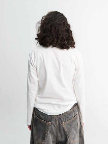 Comme des Garçons PLAY - Red Heart Longsleeved T-Shirt in White