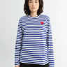 Comme des Garçons PLAY - Red Heart Longsleeved T-Shirt in Navy and White