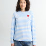 Comme des Garçons PLAY - U T-Shirt Red Emblem Knit in Blue