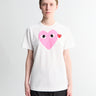 Comme des Garçons PLAY - Pink Emblem T-Shirt in White