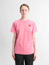 Comme des Garçons PLAY - T-Shirt Red Emblem Knit in Pink