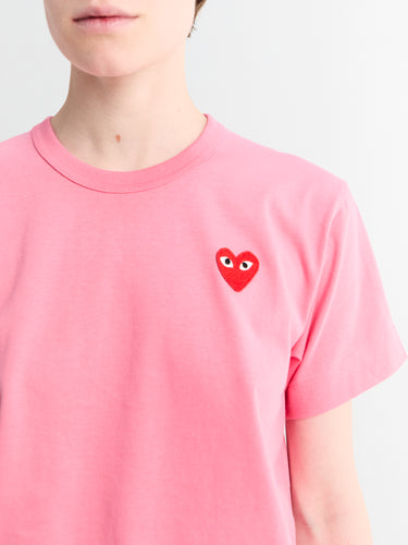 Comme des Garçons PLAY - T-Shirt Red Emblem Knit in Pink