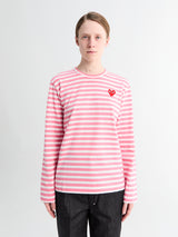 Comme des Garçons PLAY - U T-Shirt Red Emblem Knit in Pink