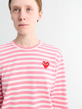 Comme des Garçons PLAY - U T-Shirt Red Emblem Knit in Pink