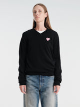 Comme des Garçons PLAY - U Sweater Pink Emblem Knit in Black