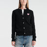 Comme des Garçons PLAY - U Round-Neck Cardigan Pink Emblem Knit in Black