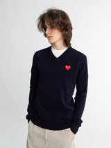Comme des Garçons PLAY - Sweater Red Emblem Knit in Navy