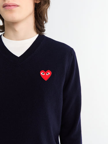 Comme des Garçons PLAY - Sweater Red Emblem Knit in Navy