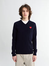Comme des Garçons PLAY - Sweater Red Emblem Knit in Navy