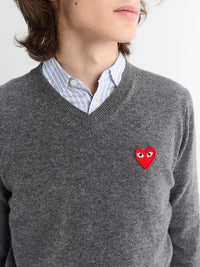 Red Heart Sweater in Grey